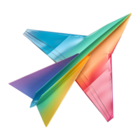 3d Renderização do uma colorida papel avião brinquedo em transparente fundo png