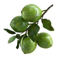 3d renderen van een rood guava met bladeren Aan transparant achtergrond png