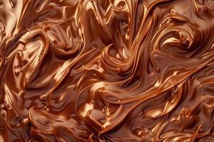 on the theme of beautiful tasty liquid chocolate on wave abstract dark background photo