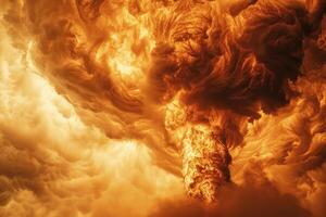 on theme of scary huge hurricane fire tornado, apocalyptic dramatic background photo