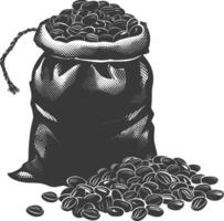 Silhouette sack of raw coffee beans black color only vector