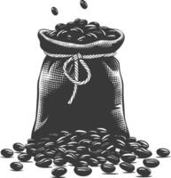 Silhouette sack of raw coffee beans black color only vector