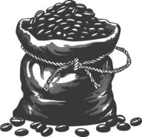 Silhouette sack of raw coffee beans black color only vector