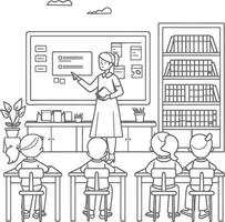 outline illustration for positive classroom for teach black color only vector