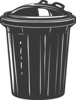 Silhouette rubbish bin or trash bin black color only vector