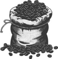 Silhouette sack of raw coffee beans black color only vector