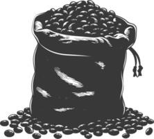 Silhouette sack of raw coffee beans black color only vector