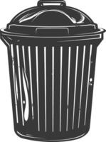 Silhouette rubbish bin or trash bin black color only vector