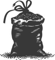 Silhouette sack of raw coffee black color only vector