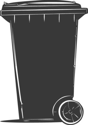 Silhouette rubbish bin or trash bin black color only
