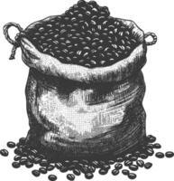 Silhouette sack of raw coffee beans black color only vector