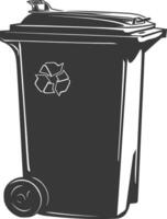 Silhouette rubbish bin or trash bin black color only vector