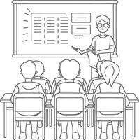 outline illustration for positive classroom for teach black color only vector