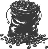 Silhouette sack of raw coffee beans black color only vector