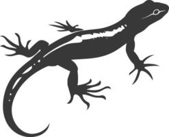 Silhouette salamander animal black color only vector