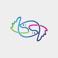 Fish abstract icon design logo template,Creative symbol of fishing club or online vector