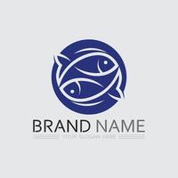 Fish and Fishing logo aquatic design animal illustration vector