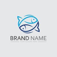 Fish and Fishing logo aquatic design animal illustration vector