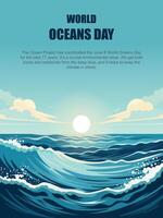 World Oceans Day background. vector