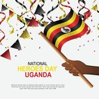 National Heroes Day Uganda background. vector