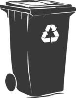 Silhouette rubbish bin or trash bin black color only vector