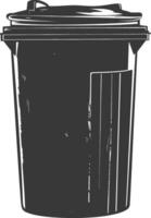 Silhouette rubbish bin or trash bin black color only vector