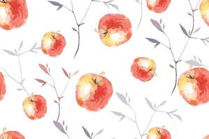Seamless pattern apple and leaf painted watercolor.Designed for fabric luxurious and wallpaper, vintage style.Botanical pattern illustration.Fruit pattern background. vector