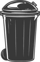 Silhouette rubbish bin or trash bin black color only vector