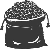 Silhouette sack of raw coffee beans black color only vector