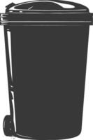 Silhouette rubbish bin or trash bin black color only vector