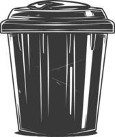 Silhouette rubbish bin or trash bin black color only vector