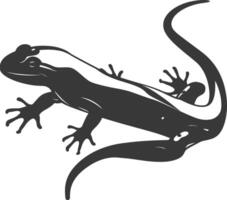 Silhouette salamander animal black color only vector