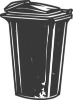 Silhouette rubbish bin or trash bin black color only vector