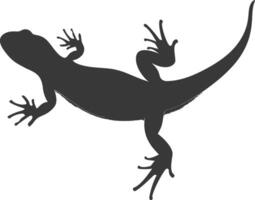 Silhouette salamander animal black color only vector