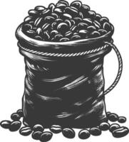 Silhouette sack of raw coffee beans black color only vector