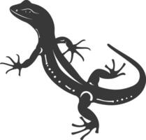 Silhouette salamander animal black color only vector