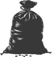 Silhouette sack of raw coffee black color only vector