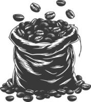 Silhouette sack of raw coffee beans black color only vector