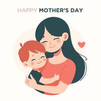 Illustration of Mother's Day. Mother and Son. Mother Holding Baby In Arms. Mother hugging her son. vector