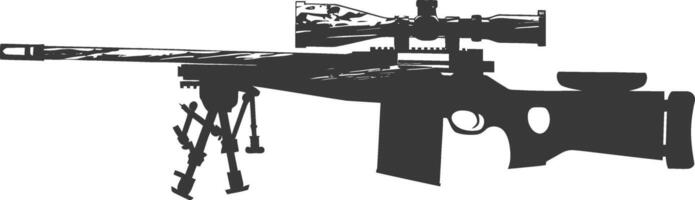 Silhouette Sniper rifle gun military weapon black color only vector