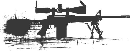 Silhouette Sniper rifle gun military weapon black color only vector