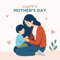 Illustration of Mother's Day. Mother and Son. Mother Holding Baby In Arms. Mother hugging her son vector