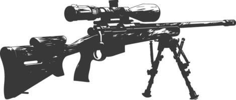 Silhouette Sniper rifle gun military weapon black color only vector