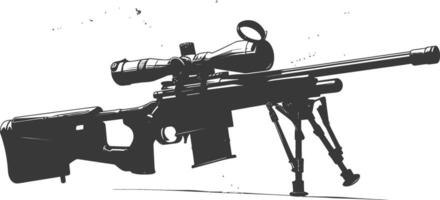 Silhouette Sniper rifle gun military weapon black color only vector