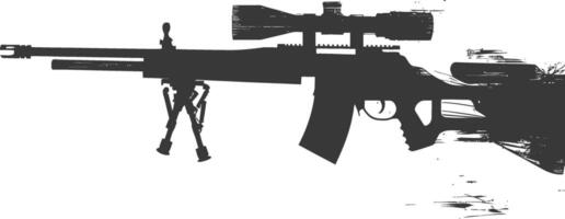 Silhouette Sniper rifle gun military weapon black color only vector