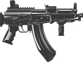 Silhouette Submachine gun military weapon black color only vector