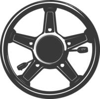 Silhouette steering wheel black color only vector