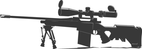 Silhouette Sniper rifle gun military weapon black color only vector