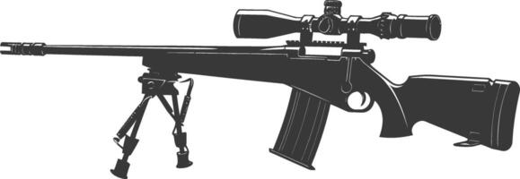 Silhouette Sniper rifle gun military weapon black color only vector