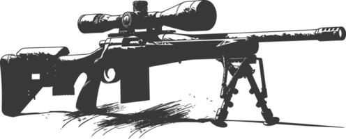 Silhouette Sniper rifle gun military weapon black color only vector